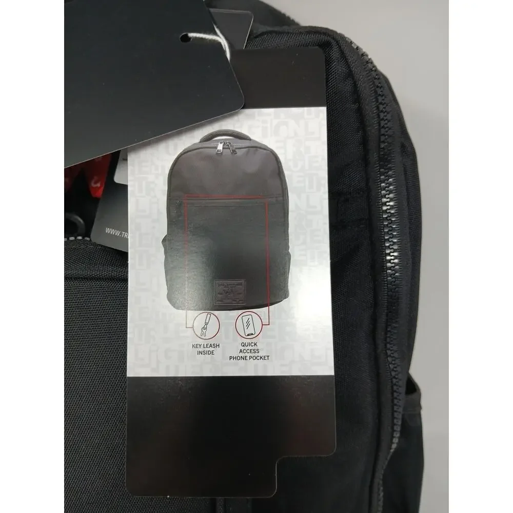 True Religion Computer Backpack Dome Style Black TR104863 & BONUS Tech Kit. NWT